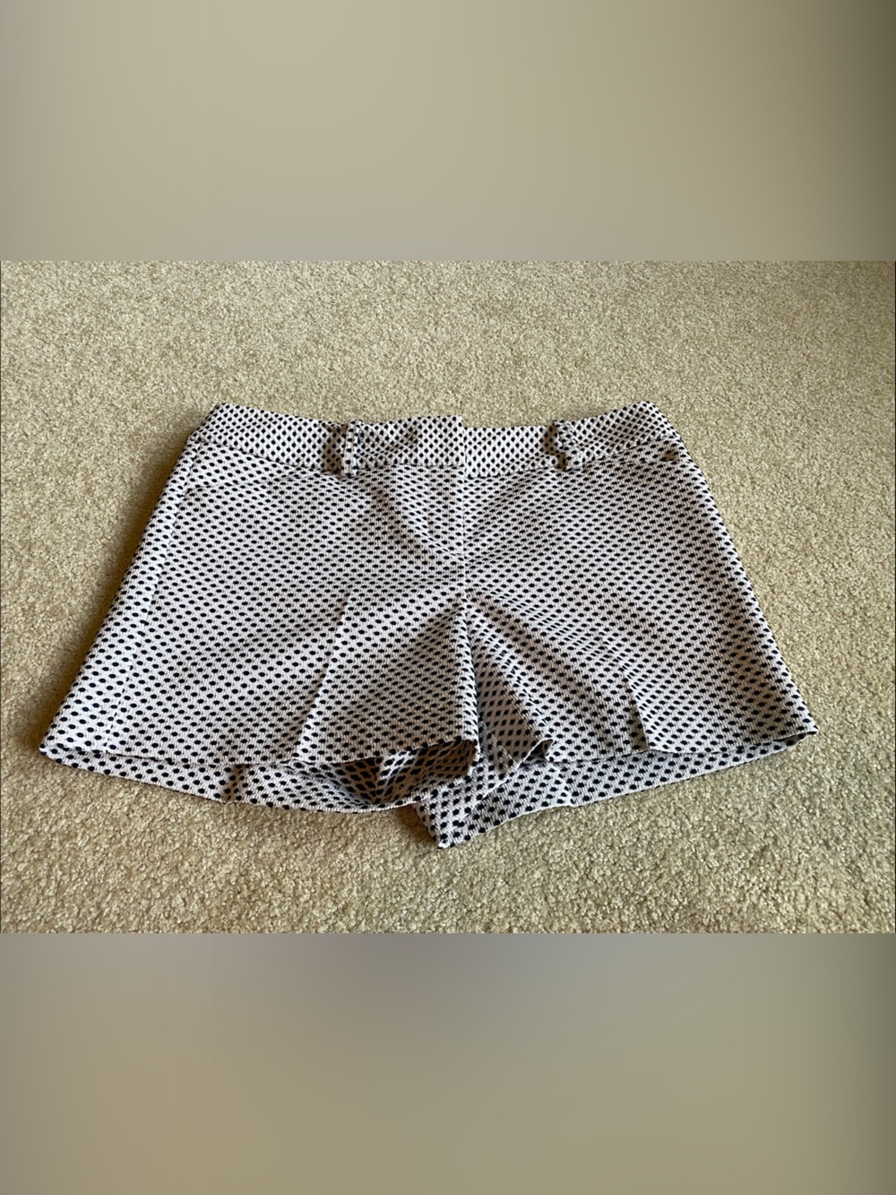 Black Dot Print White High-Waist Shorts